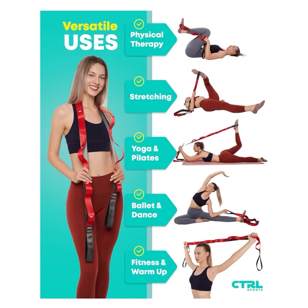 Stretching Strap with Loops - Non Elastic Stretch Band NEW CTRL Sports - Picture 7 of 10
